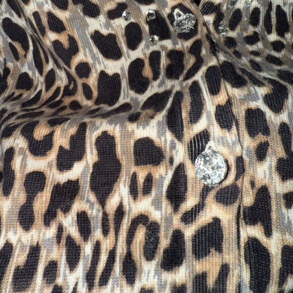 Chico Embellished Animal Print Gray Peyton Button Cardigan Sweater Size 3 XL/16 - Picture 10 of 15